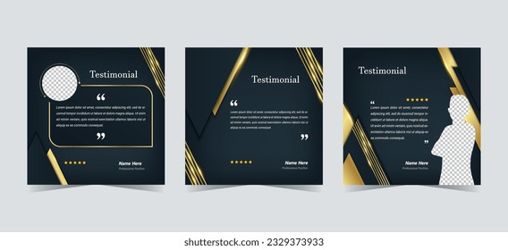 Set testimonyl rating black and gold template luxury feedback professional business