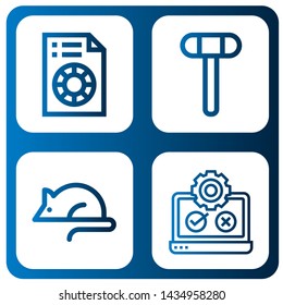 Set of testing icons such as Printing test, Reflex hammer, Animal testing, Testing ,