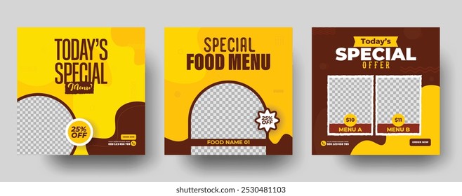 Set of Testy food menu social media post design template, special food menu banner design