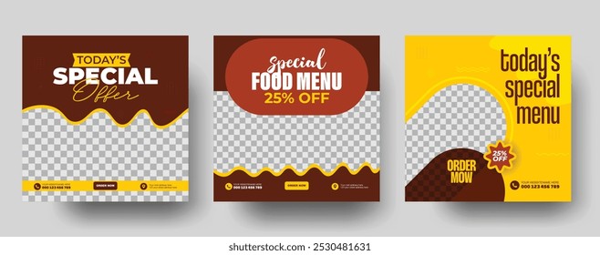 Set of Testy food menu social media post design template, special food menu banner design