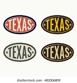 Set of Texas badges, state in the United States. Flat vector icon, logo, logotype, symbol, mark design illustration on white background. Can be used for theme about 