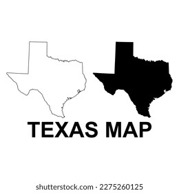 Set of Texas map shape, united states of america. Flat concept vector illustration .
