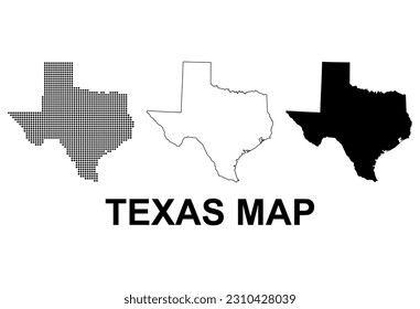 Set of Texas map shape, united states of america. Flat concept vector illustration .