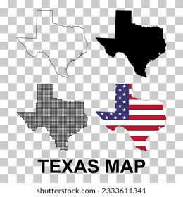 Set of Texas map shape, united states of america. Flat concept vector illustration .