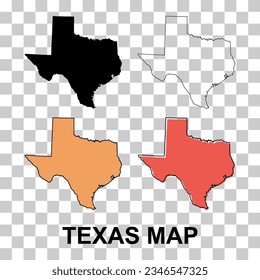 Set of Texas map shape, united states of america. Flat concept vector illustration .