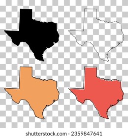 Set of Texas map shape, united states of america. Flat concept vector illustration .