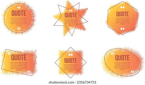 Set of Text box, frame for quotes. Speech bubble icon. Template with a text box inside.