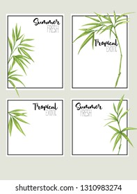 Set of text boxes for bullet journal or notes with tropical plans, flowers and birds. Stickers, elements for design.  Vector illustration.
