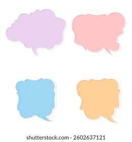 Set of text boxes or speech bubbles in pastel soft shades. Vector.	