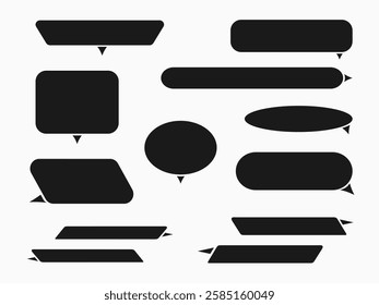 Set of text boxes, tag, banner, image without background that can be used in graphic design or presentation.