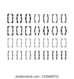 Set of text brackets. icon bracket. Quote box icon. Texting quotes and bracket boxes. Curly braces, parenthesis school signs print brackets vector symbols graphics. 