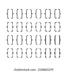 Set of text brackets. icon bracket. Quote box icon. Texting quotes and bracket boxes. Curly braces, parenthesis school signs. 