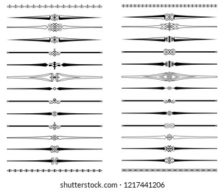 Set of text delimiters and ornamental calligraphic lines. Vector Illustration