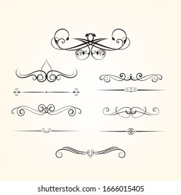 Conjunto de delimitadores de texto para los proyectos.Establezca elementos elegantes de diseño. Ilustración vectorial.
