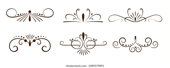 Conjunto de delimitadores de texto para los proyectos. viñetas de Antiguas y Elementos de pergamino. Ilustración aislada de Vector.