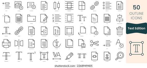 Set of text edition icons. Thin linear style icons Pack. Vector Illustration