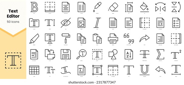 Set of text editor Icons. Simple line art style icons pack. Vector illustration