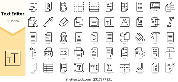 Set of text editor Icons. Simple line art style icons pack. Vector illustration