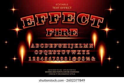 set of text effect fire