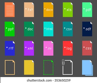 Set of Text File Extension icons