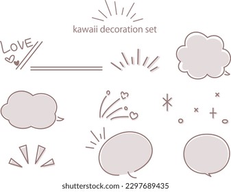 Set of text frames and decorations in soft colors, simple, hand-drawn.