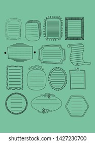 set of text frames in hand drawn style