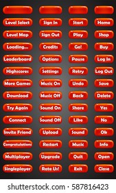 Set of text game buttons in cartoon style