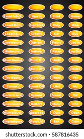 Set of text game buttons in cartoon style
