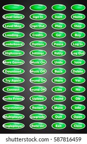 Set of text game buttons in cartoon style