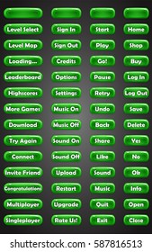 Set of text game buttons in cartoon style