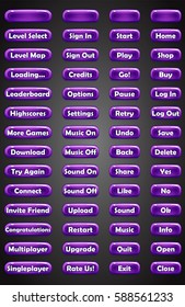 Set of text game buttons in cartoon style