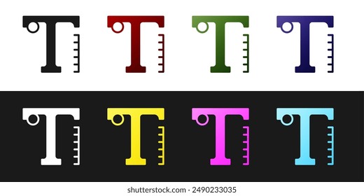 Set Text icon isolated on black and white background.  Vector