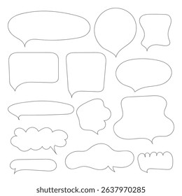 Set of text line boxes or speech bubbles on isolated background. Vector.