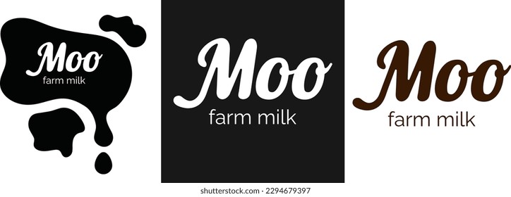 set of text logo for farm milk