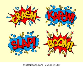 set of text in pop art style