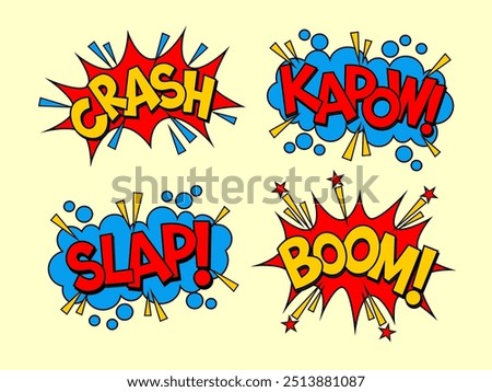 set of text in pop art style