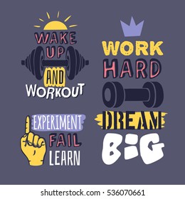 Set of text templates for design, Sport Motivation Quote, Positive typography for poster, t-shirt or card.