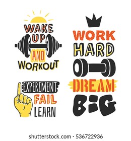 Set of text templates for design, Sport Motivation Quote, Positive typography for poster, t-shirt or card