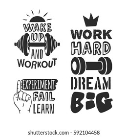 Set of text templates for design, Sport Motivation Quote, Positive typography for poster, t-shirt or card