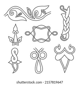 Set of text vignettes, and rosettes. Vector illustration.