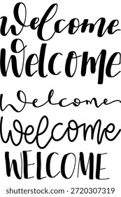 Conjunto de texto Ilustración de bienvenida escritura a mano 
