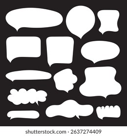 Set of text white boxes or speech bubbles on dark background. Vector.