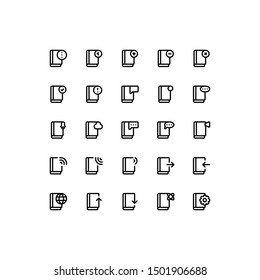 Set of textbook, book, literature outline style icon - vector