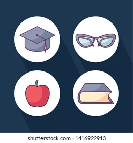 set of textbook and education icons