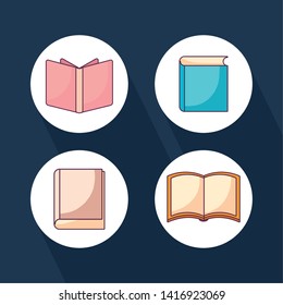 set of textbooks open and closed