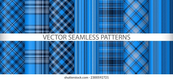 Set textile background vector. Check texture seamless. Pattern plaid tartan fabric collection.