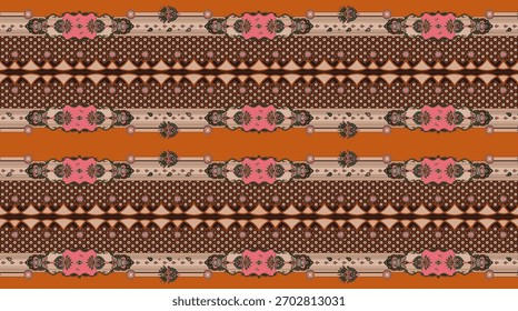 A set of Textile Design Digital motif beautiful modern style pattern in dupattas shirt and sleeves for women fabric printing. Multicolored Kurti ornamental uniquely hand draw flowers and Daman border.