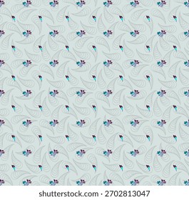 Ein Satz von Textile Design Digital Motiv schöne moderne Stil Muster in dupattas Hemd und Ärmeln für Frauen Stoffdruck. Mehrfarbige Kurti Zierpflanze einzigartig handgezeichnet Blumen und Daman Grenze.