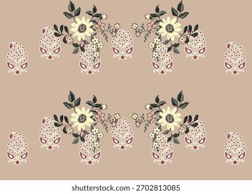 A set of Textile Design Digital motif beautiful modern style pattern in dupattas shirt and sleeves for women fabric printing. Multicolored Kurti ornamental uniquely hand draw flowers and Daman border.