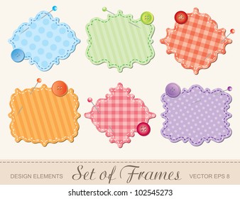 set of textile frames, scrapbook design elements